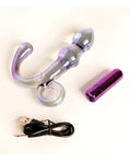 Cristal Cristal Orchid Pulse Glass Dildo w/Removable Bullet Vibe - Purple - Image 4