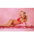 RSVP by Oh la la Cheri Cherry Strappy Lace Unlined Underwire Bra w/Heart Ring Detail & Panty Red XL - Image 3