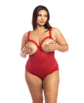 RSVP by Oh la la Cheri Lace Open Cup & Crotchless Teddy Red QN - Image 2