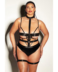 Fetish by Oh la la Cheri FETISH Lethal Underwire Peek A Boo Vinyl Teddy w/Choker Black 1X