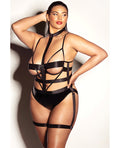 Fetish by Oh la la Cheri FETISH Lethal Underwire Peek A Boo Vinyl Teddy w/Choker Black 1X - Image 3