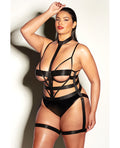 Fetish by Oh la la Cheri FETISH Lethal Underwire Peek A Boo Vinyl Teddy w/Choker Black 2X - Image 2