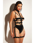 Fetish by Oh la la Cheri FETISH Lethal Underwire Peek A Boo Vinyl Teddy w/Choker Black MD - Image 3
