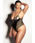 Fetish by Oh la la Cheri FETISH Frisky Fishnet & Vinyl Shelf Cup Peek A Boo Teddy Black 1X - Image 3