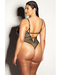 Fetish by Oh la la Cheri FETISH Frisky Fishnet & Vinyl Shelf Cup Peek A Boo Teddy Black 2X - Image 3