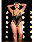 Fetish by Oh la la Cheri FETISH Frisky Fishnet & Vinyl Shelf Cup Peek A Boo Teddy Black 2X - Image 4