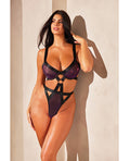 RSVP by Oh la la Cheri Jade Underwire High Leg Strappy Teddy Dark Iridescent/Black LG - Image 4