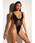 Fetish by Oh la la Cheri FETISH Limitless Soft Cup High Leg Vinyl & Mesh Teddy Black L/XL