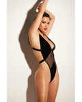 Fetish by Oh la la Cheri FETISH Limitless Soft Cup High Leg Vinyl & Mesh Teddy Black S/M - Image 3