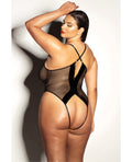 Fetish by Oh la la Cheri FETISH Finesse Soft Cup Vinyl & Mesh Teddy w/Barbell Black 1X/2X - Image 3
