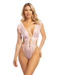 RSVP by Oh la la Cheri Imani Eyelash Lace Soft Cup High Leg Teddy Pink Tulle S/M - Image 3