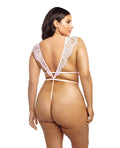 Imani Eyelash Lace Soft Cup High Leg Teddy Pink Tulle 1X/2X (2)