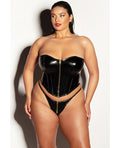 Fetish by Oh la la Cheri FETISH Rider Vinyl Bustier w/Front Zipper & Panty Black 2X
