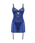 Oh La La Cheri Kehlani Underwire Babydoll w/Detachable Garters & G-String - Cobalt Blue S/M
