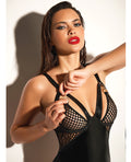 Fetish by Oh la la Cheri FETISH Excitement Fishnet & Vinyl Fitted Babydoll w/D-Ring & Metal Clasp Black XL - Image 4