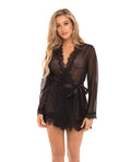 Oh La La Cheri Provence Short Robe - Black L/XL