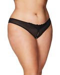RSVP by Oh la la Cheri Crotchless Thong w/Pearls Black 1X/2X