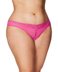 RSVP by Oh la la Cheri Crotchless Thong w/Pearls Hot Pink 1X/2X