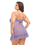 Oh La La Cheri Valentine Lace Babydoll w/Bows & G-String - Purple 1X/2X - Image 2