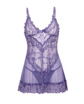 Oh La La Cheri Valentine Lace Babydoll w/Bows & G-String - Purple MD - Image 5