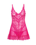Oh La La Cheri Valentine Lace Babydoll w/Bows & G-String - Rose 3X/4X - Image 3
