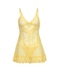 Oh La La Cheri Valentine Lacey Babydoll w/G-String - Pale Banana 1X/2X - Image 3