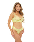 RSVP by Oh la la Cheri Noell Underwire Lace & Ruffle Bra w/G-String Daiquiri Green L/XL - Image 2