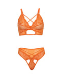 Oh La La Cheri Amina Scallop Lace & Mesh Bralette w/Panty 2 pc Set - Dragon Fire Orange S/M - Image 4