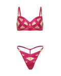 Oh La La Cheri Raelynn Satin Strappy Underwire Bra w/G-String 2 pc Set - Pink Yarrow LG - Image 5
