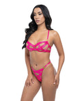 Oh La La Cheri Raelynn Satin Strappy Underwire Bra w/G-String 2 pc Set - Pink Yarrow XL - Image 2