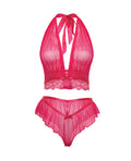 Oh La La Cheri Maylah Mesh & Lace Halter 2 pc Set - Pink S/M - Image 5