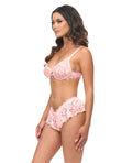 Oh La La Cheri Leyla Lace and Mesh Underwire 2 pc Set - Pink S/M - Image 5