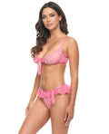 Oh La La Cheri Aubrielle Diamond Mesh Underwire Bra w/Thong 2 pc Set - Pink XL - Image 2