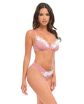 Oh La La Cheri Glinda Mesh 2 pc Set w/Floral Embroidered Details - Pink & White LG - Image 2