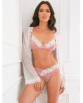 Oh La La Cheri Glinda Mesh 2 pc Set w/Floral Embroidered Details - Pink & White MD - Image 2