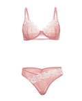Oh La La Cheri Glinda Mesh 2 pc Set w/Floral Embroidered Details - Pink & White XL - Image 5