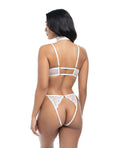 Oh La La Cheri Pearla Lace Underwire Bra & Open Back Panty w/Matching Collar 3 pc Set - White S/M - Image 3