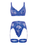 Oh La La Cheri Delphi Lace 2 pc Set w/Attached Garter - Cobalt Blue XL - Image 5