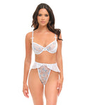 Oh La La Cheri Elena Floral Embroidered 2 pc Set w/Skirted Bottom - White LG