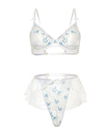 Oh La La Cheri Elena Floral Embroidered 2 pc Set w/Skirted Bottom - White LG - Image 5