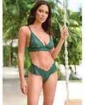 Oh La La Cheri Alessia Soft Cup Lace & Mesh 2 pc Set w/Ruffle Details - Green LG - Image 2
