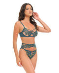 Oh La La Cheri Daphne Lace Underwire 3 pc Set w/Embroidered Trim & Crossing Elastics - Blue LG - Image 4