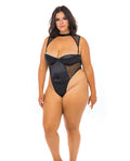RSVP by Oh la la Cheri Josephine High Leg Teddy w/Removable Fishnet Collared Harness Black 3X - Image 2