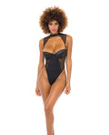 RSVP by Oh la la Cheri Josephine High Leg Teddy w/Removable Fishnet Collared Harness Black LG - Image 4