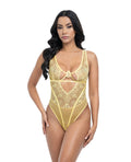 Oh La La Cheri Tiana Scallop Lace & Mesh Underwire Teddy - Pale Banana L/XL