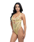 Oh La La Cheri Tiana Scallop Lace & Mesh Underwire Teddy - Pale Banana S/M - Image 2