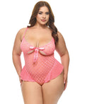Oh La La Cheri Aubrielle Diamond Mesh Underwire Teddy - Pink 1X