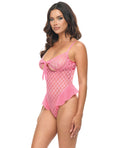 Oh La La Cheri Aubrielle Diamond Mesh Underwire Teddy - Pink SM - Image 2