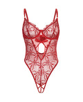 Oh La La Cheri Mariah Embroidered Mesh Underwire Teddy - Burgundy 2X - Image 4