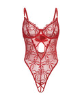Oh La La Cheri Mariah Embroidered Mesh Underwire Teddy - Burgundy LG - Image 4